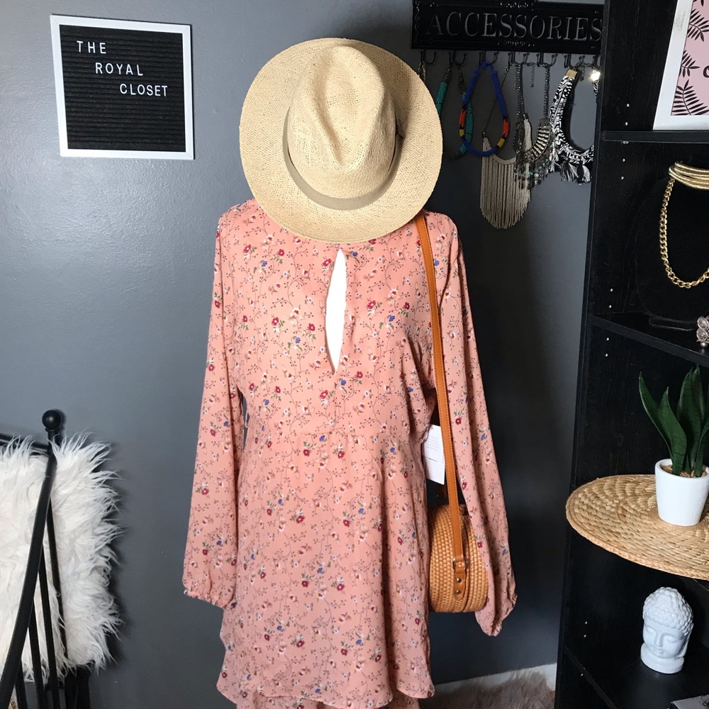 JUST FAB  NWT pink floral print cut out  dress